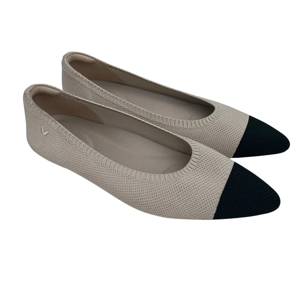 Vivaia Aria 5 Pointed Toe Ballet Flats in Almond and Black SZ EU 41 US 9.5 - Picture 1 of 9